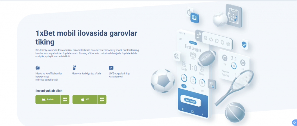 1xbet ilovasini yuklab olish o'rnatish